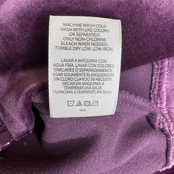 Time & Tru Velour Full Zip Hooded Sweater Women Sz Small (4-6) Purple Glam Comfy - Picture 4 of 8